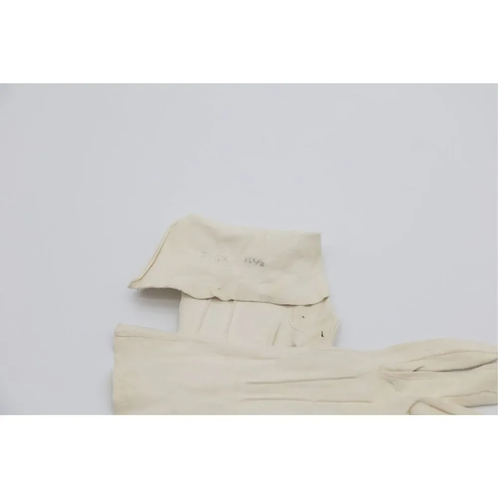 1940s–50s Vintage Kid Leather Gloves Women‎ Size 6 1/2 Ivory Cream
